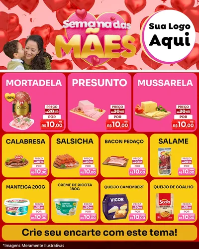 Modelo de Rede Social para Feed Instagram com o tema Semana Das Mães para Frios e Laticínios