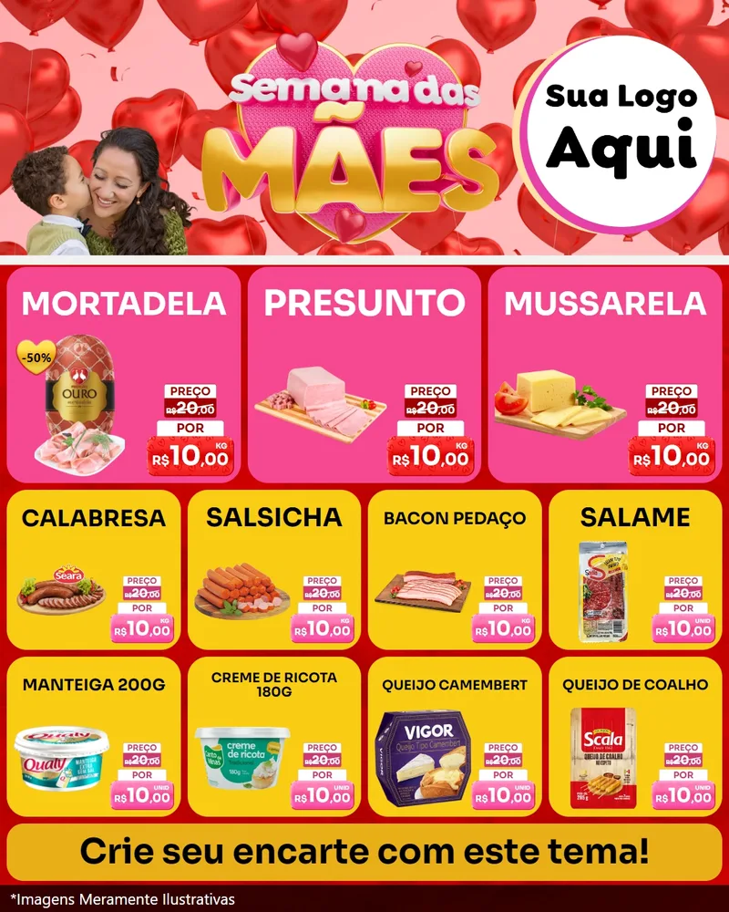 Modelo de Rede Social para Feed Instagram com o tema Semana Das Mães para Frios e Laticínios