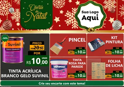 Modelo de Encarte para Encarte A4 Horizontal com o tema Natal de Ofertas para Tintas e Ferramentas