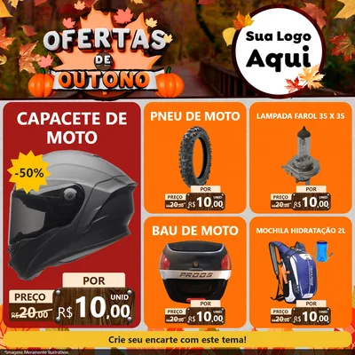 Modelo de Rede Social para Feed Facebook com o tema Ofertas de Outono para Moto peças