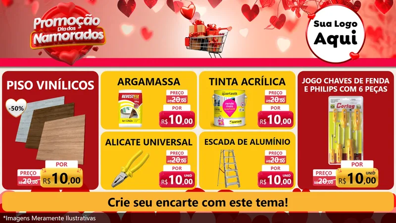 Modelo de TV para TV Horizontal com o tema Promoção Dia dos Namorados para Material para Construção