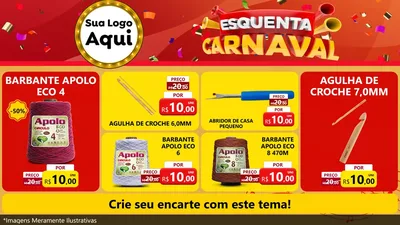 Modelo de TV para TV Horizontal com o tema Esquenta Carnaval para Armarinho e Aviamentos