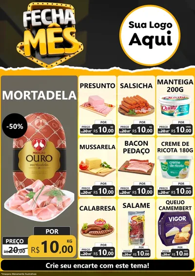 Modelo de Encarte para Encarte A4 Vertical com o tema Fecha Mês para Frios e Laticínios