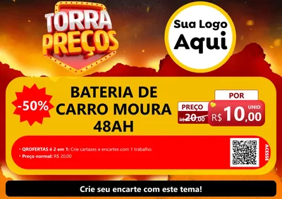 Modelo de Cartaz para Cartaz A4 Horizontal com o tema Torra Preços para Baterias Elétricas