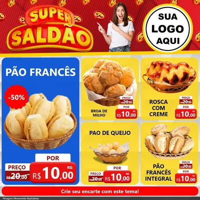 Modelo de Rede Social para Feed Facebook com o tema Super Saldão para Padaria