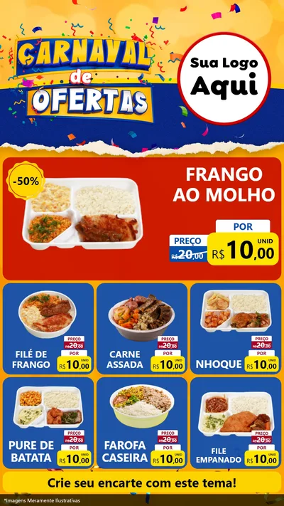 Modelo de Rede Social para Stories com o tema Carnaval de Ofertas para Restaurante