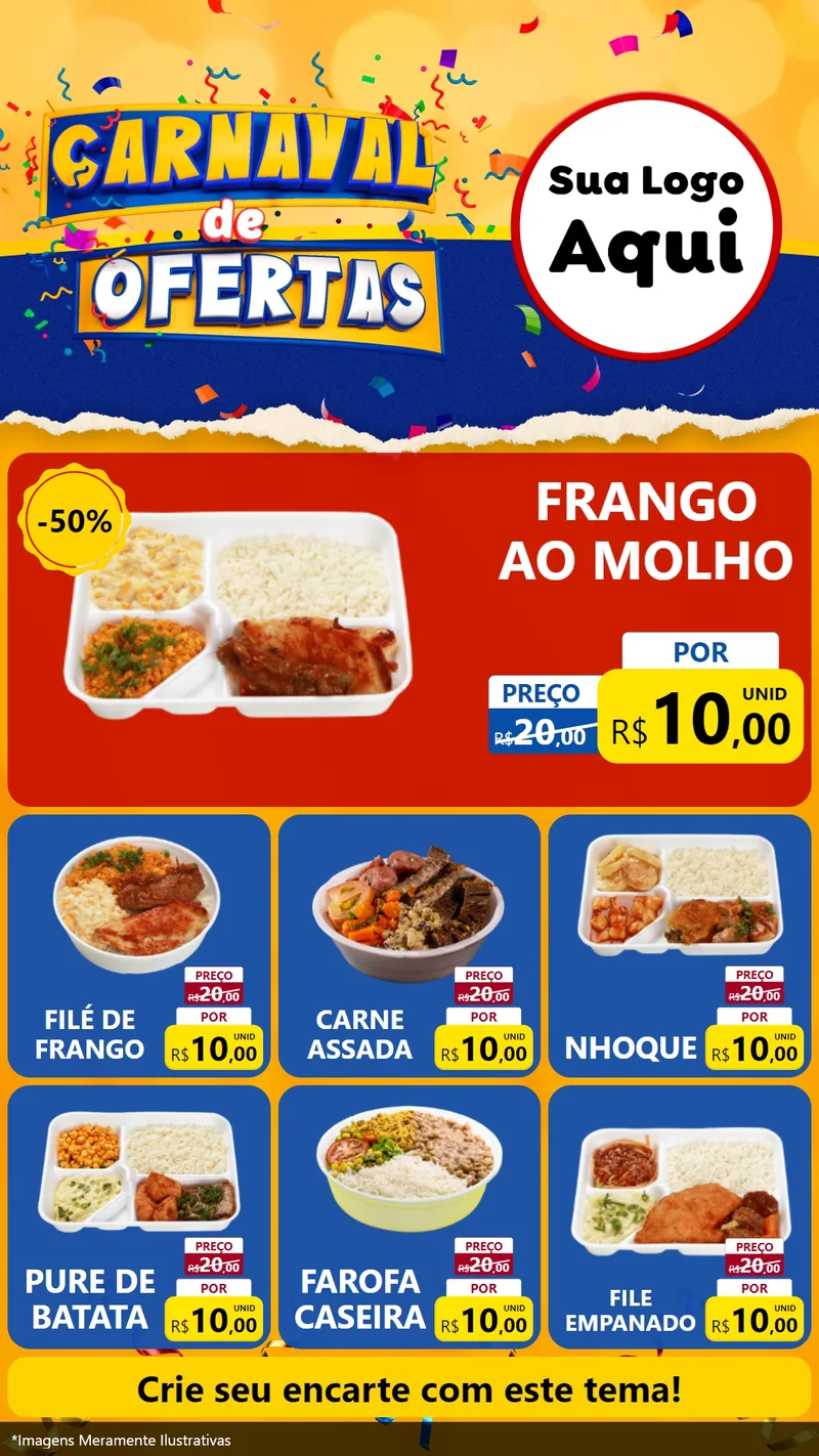 Modelo de Rede Social para Stories com o tema Carnaval de Ofertas para Restaurante