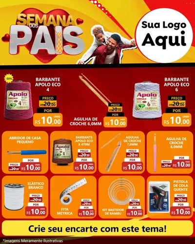 Modelo de Rede Social para Feed Instagram com o tema Semana Dos Pais para Armarinho e Aviamentos
