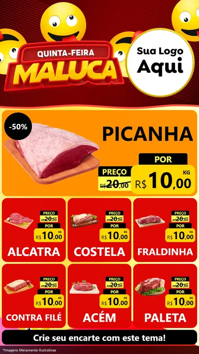 Modelo de Rede Social para Stories com o tema Quinta-feira Maluca para Açougue