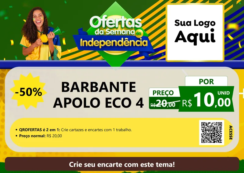 Modelo de Cartaz para Cartaz A4 Horizontal com o tema Ofertas da Semana da Independência para Armarinho e Aviamentos