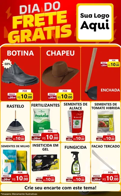 Modelo de Encarte para Encarte Grande com o tema Dia do Frete Grátis para Agropecuária