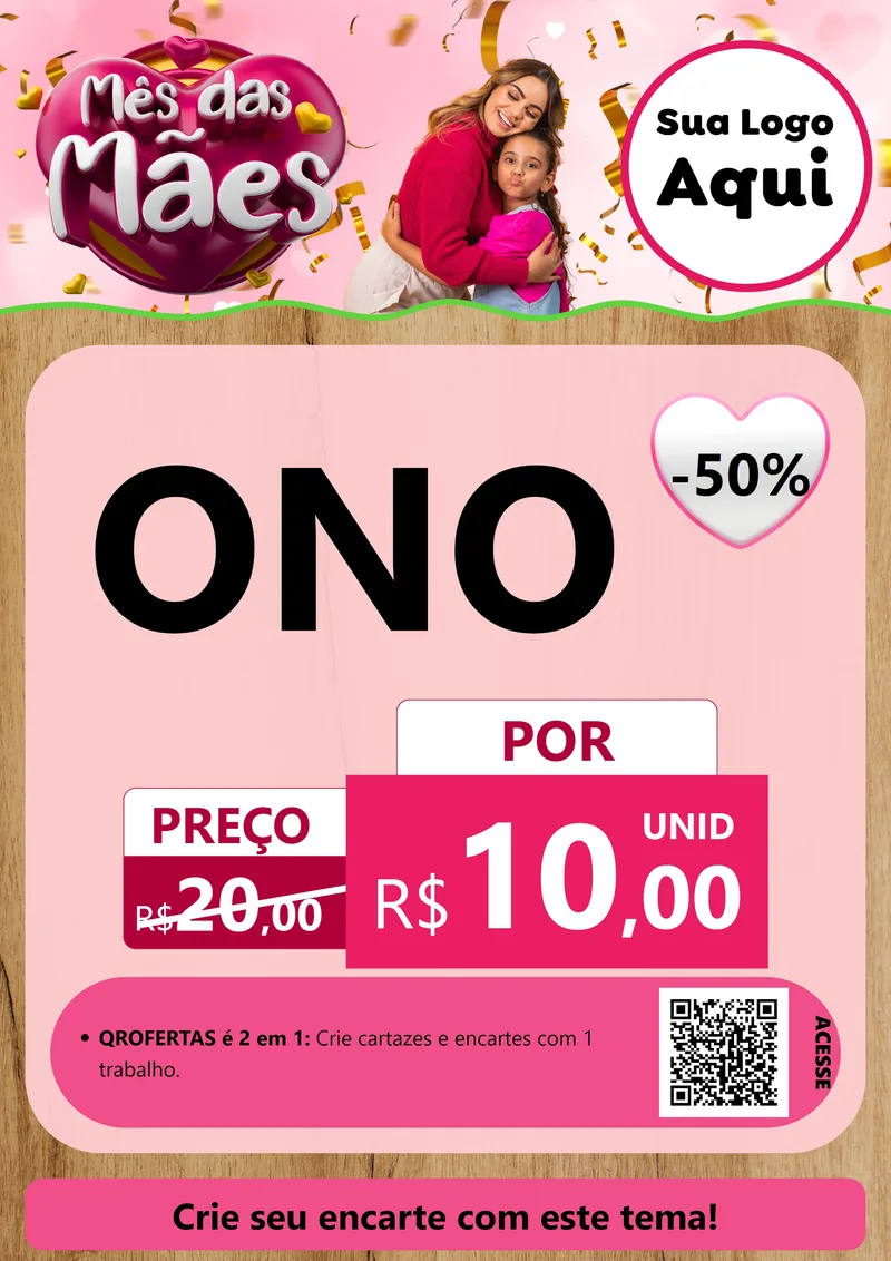 Modelo de Cartaz para Cartaz A4 Vertical com o tema Mês das Mães para Óticas