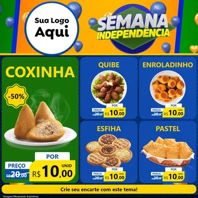 Modelo de Rede Social para Feed Facebook com o tema Semana da Independência para Salgadaria