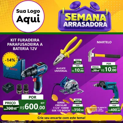 Modelo de Rede Social para Feed Facebook com o tema Semana Arrasadora para Maquinas e Ferramentas