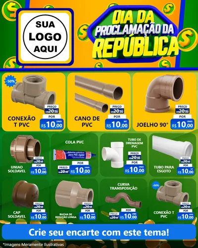 Modelo de Rede Social para Feed Instagram com o tema Dia Da Proclamação da República para Tubos e conexões