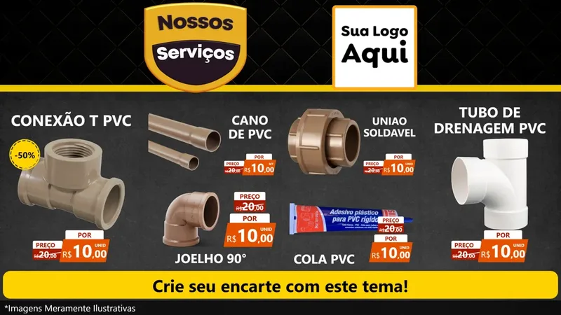 Modelo de TV para TV Horizontal com o tema Nossos Serviços para Tubos e conexões
