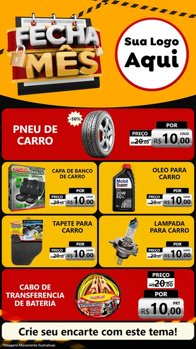 Modelo de TV para TV Vertical com o tema Fecha Mês para Auto peças