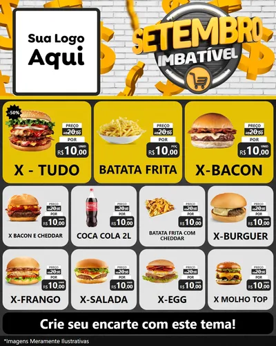 Modelo de Rede Social para Feed Instagram com o tema Setembro Imbatível para Hamburgueria