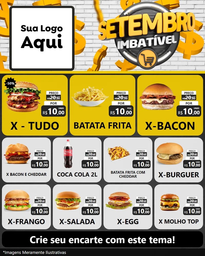 Modelo de Rede Social para Feed Instagram com o tema Setembro Imbatível para Hamburgueria