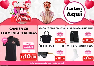 Modelo de Encarte para Encarte A4 Horizontal com o tema Mês da Mulher para Roupas e acessórios