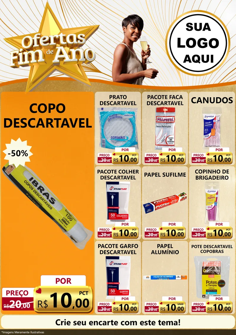 Modelo de Encarte para Encarte A4 Vertical com o tema Ofertas Fim de Ano para Embalagens