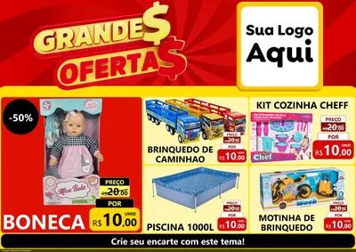 Modelo de Encarte para Encarte A4 Horizontal com o tema Grandes Ofertas para Brinquedos