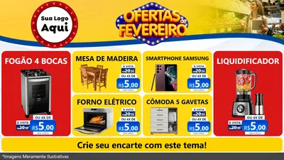 Modelo de TV para TV Horizontal com o tema Ofertas de Fevereiro para Móveis e Eletro