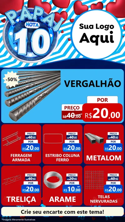 Modelo de Rede Social para Stories com o tema Papai Nota 10 para Ferragens