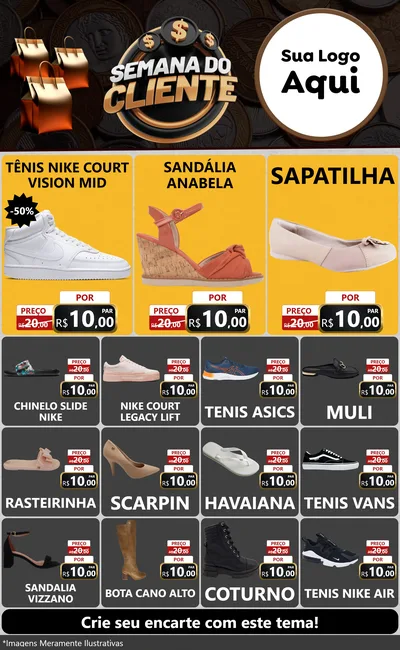 Modelo de Encarte para Encarte Grande com o tema Semana do Cliente para Calçados