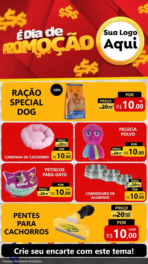 Modelo de TV para TV Vertical com o tema É Dia De Promoção para Pet Shop