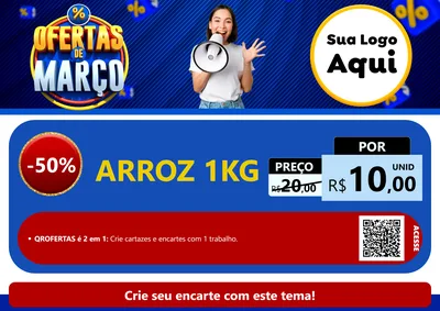 Modelo de Cartaz para Cartaz A4 Horizontal com o tema Ofertas de Março para Supermercado