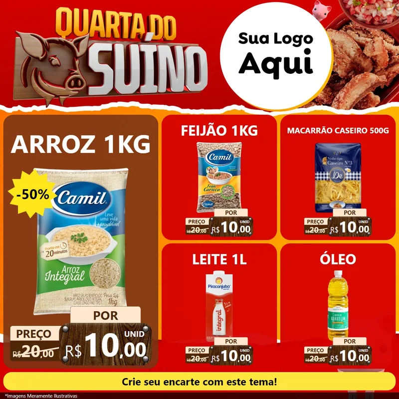 Modelo de Rede Social para Feed Facebook com o tema Quarta do Suíno para Supermercado