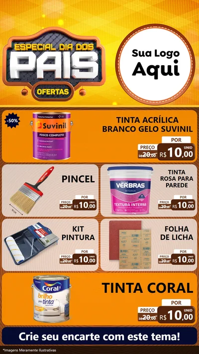 Modelo de TV para TV Vertical com o tema Especial Dia dos Pais para Tintas e Ferramentas