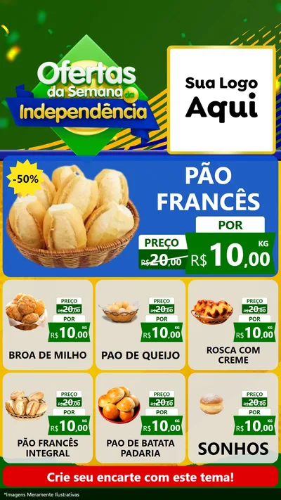 Modelo de Rede Social para Stories com o tema Ofertas da Semana da Independência para Padaria