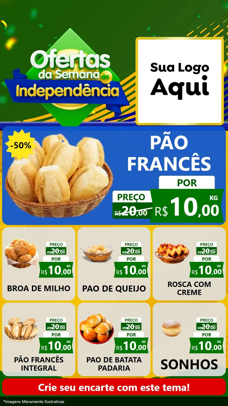 Modelo de Rede Social para Stories com o tema Ofertas da Semana da Independência para Padaria