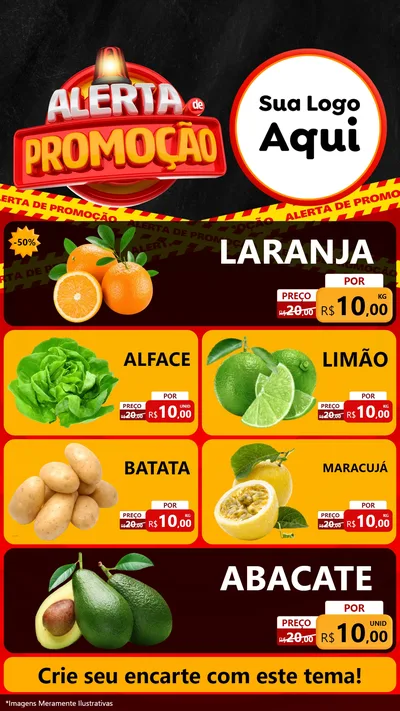 Modelo de TV para TV Vertical com o tema Alerta de Promoção para Hortifrúti