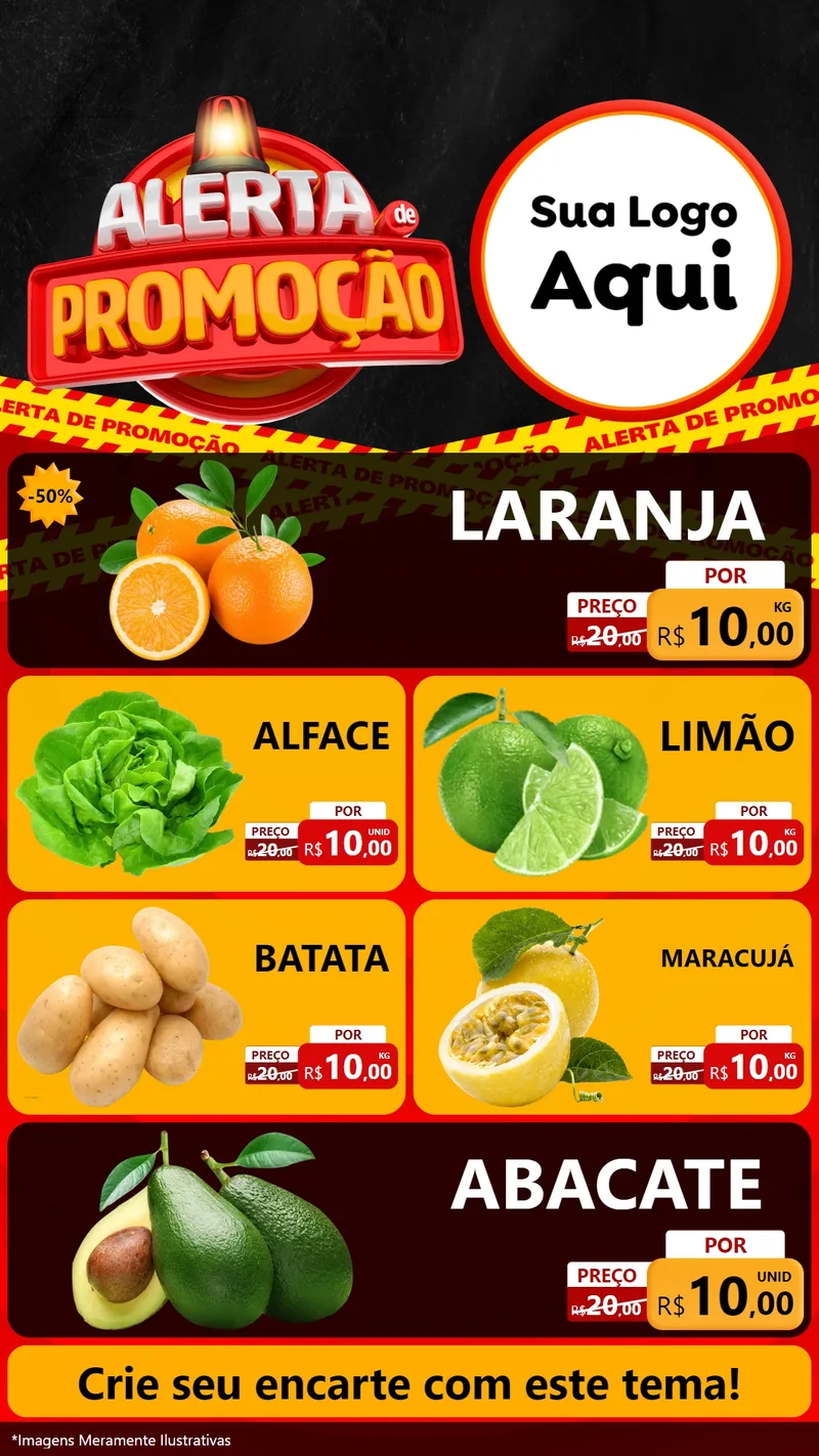 Modelo de TV para TV Vertical com o tema Alerta de Promoção para Hortifrúti