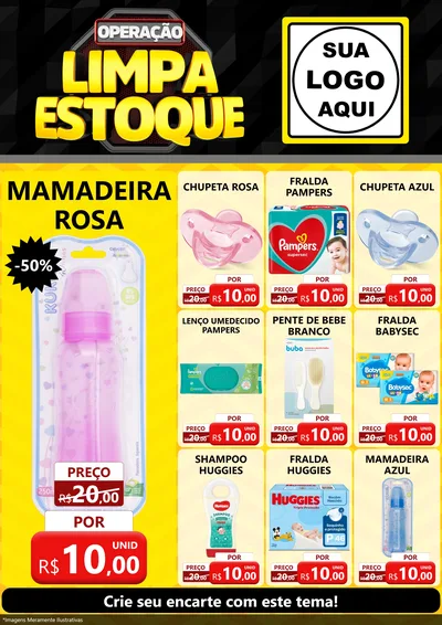 Modelo de Encarte para Encarte A4 Vertical com o tema Operação Limpa Estoque para Bebês