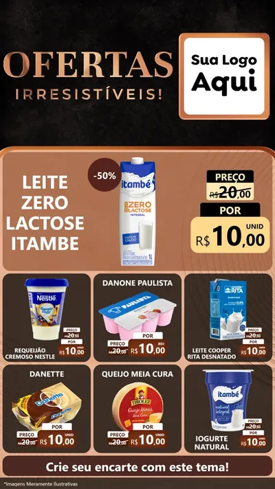 Modelo de Rede Social para Stories com o tema Ofertas Irresistíveis! para Frios e Laticínios