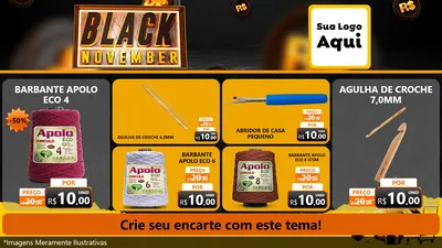Modelo de TV para TV Horizontal com o tema Black November para Armarinho e Aviamentos