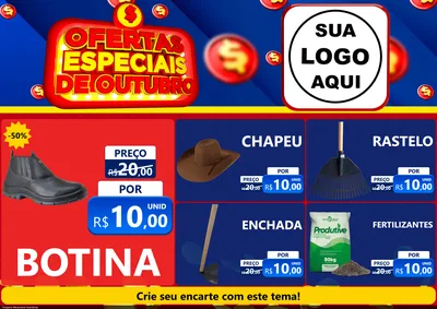 Modelo de Encarte para Encarte A4 Horizontal com o tema Ofertas Especiais de Outubro para Agropecuária