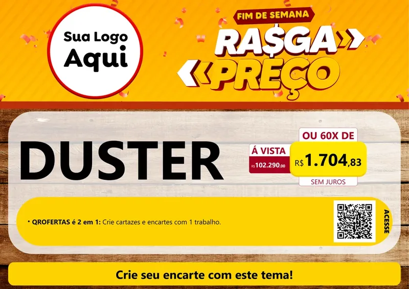 Modelo de Cartaz para Cartaz A4 Horizontal com o tema Fim de Semana Rasga Preços para Concessionaria de Carros