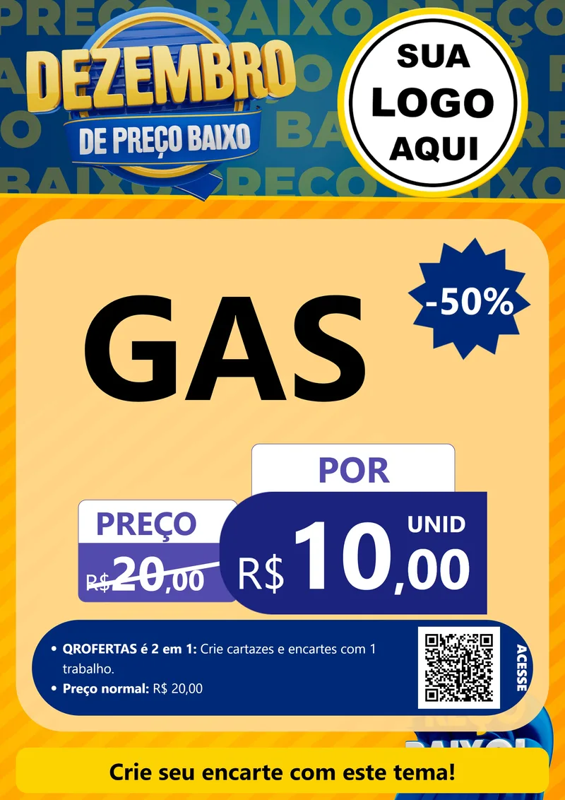 Modelo de Cartaz para Cartaz A4 Vertical com o tema Dezembro de Preço Baixo para Água e gás