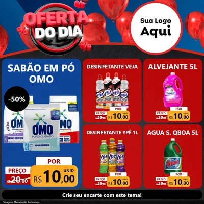 Modelo de Rede Social para Feed Facebook com o tema Oferta do Dia para Produtos de Limpeza