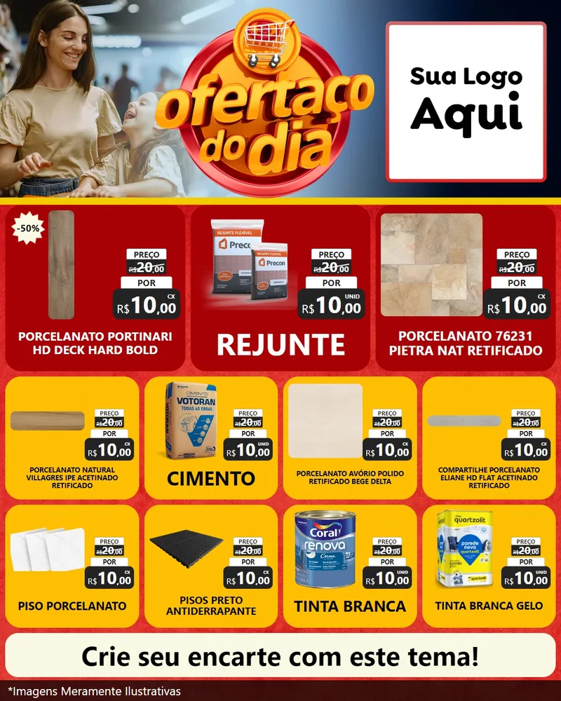 Modelo de Rede Social para Feed Instagram com o tema Ofertaço Do Dia para Pisos e revestimentos