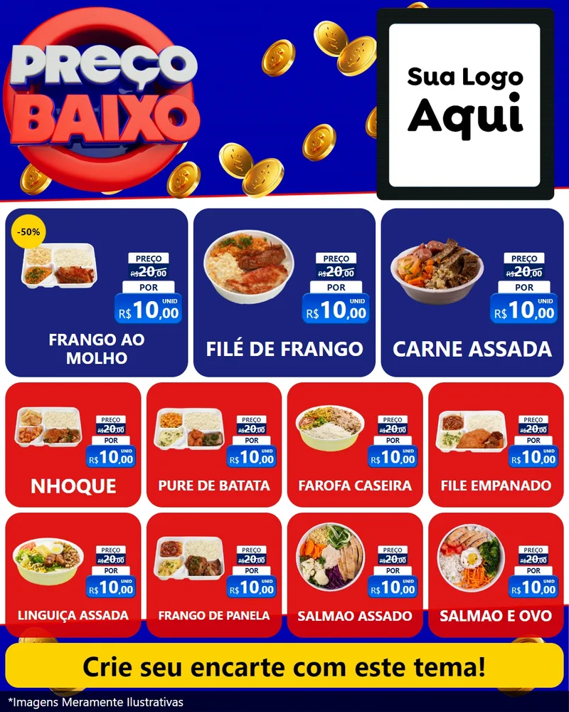 Modelo de Rede Social para Feed Instagram com o tema Preço Baixo para Restaurante