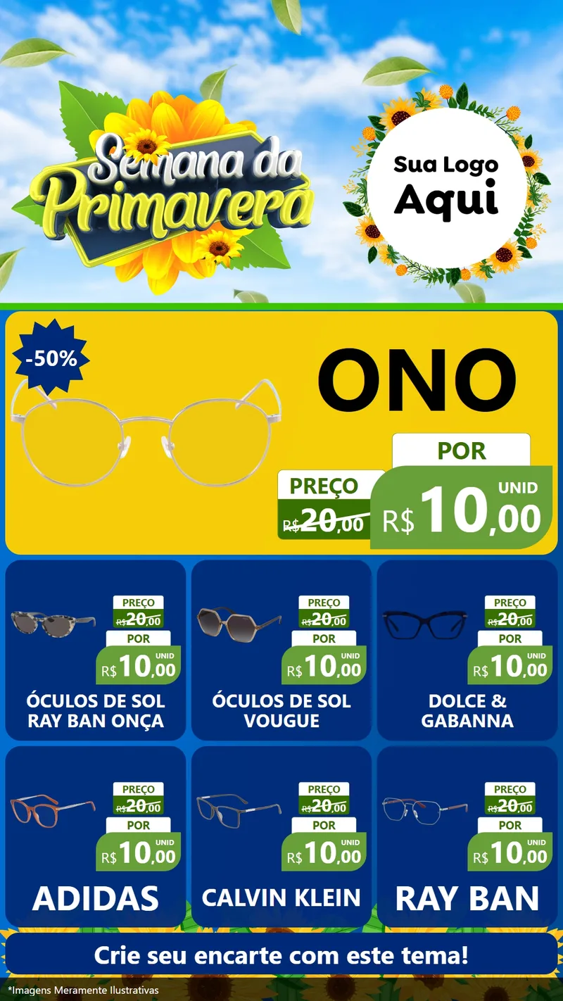 Modelo de Rede Social para Stories com o tema Semana da Primavera para Óticas