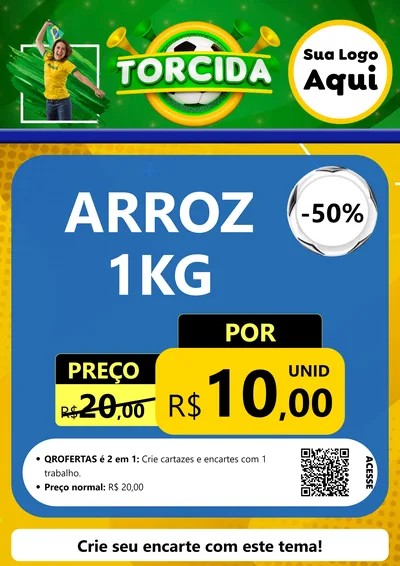 Modelo de Cartaz para Cartaz A4 Vertical com o tema Torcida para Supermercado