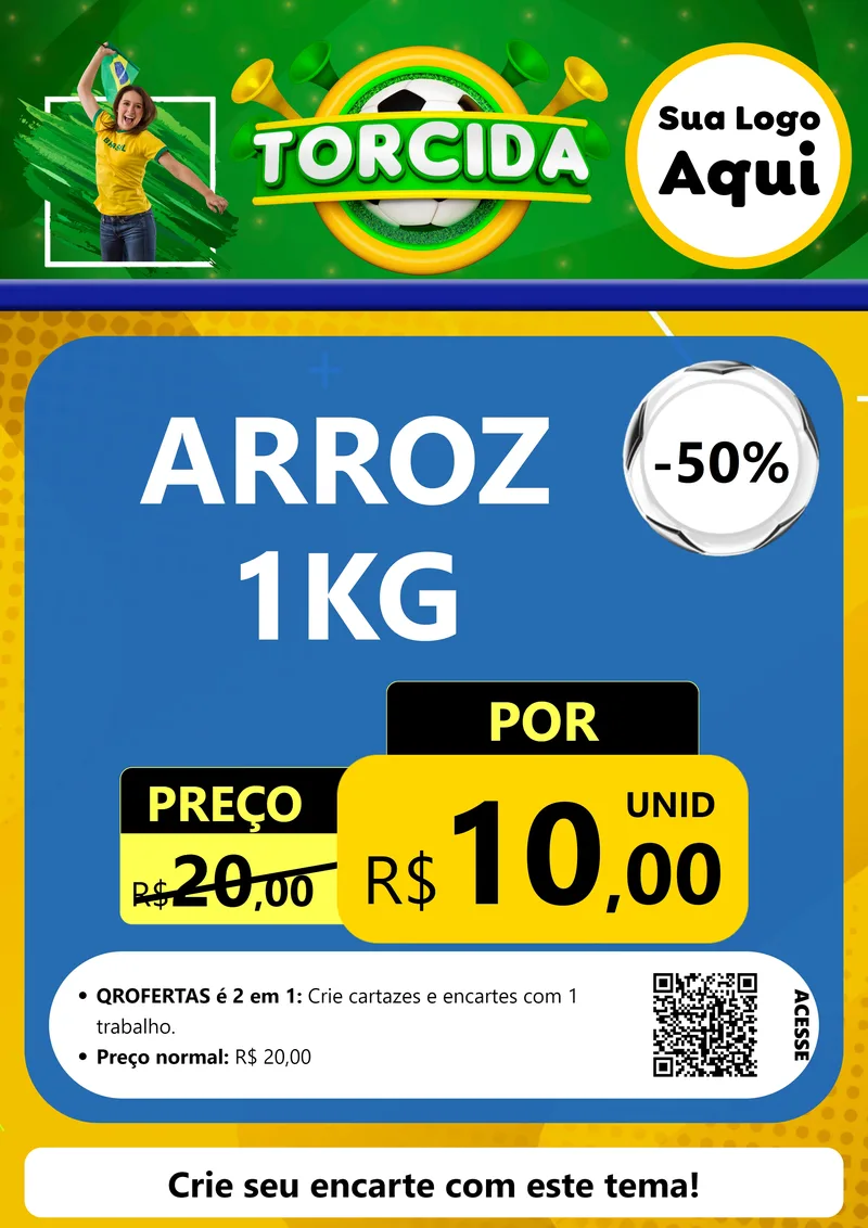 Modelo de Cartaz para Cartaz A4 Vertical com o tema Torcida para Supermercado