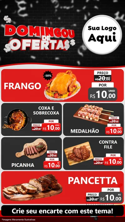 Modelo de TV para TV Vertical com o tema Domingou de Ofertas para Assados